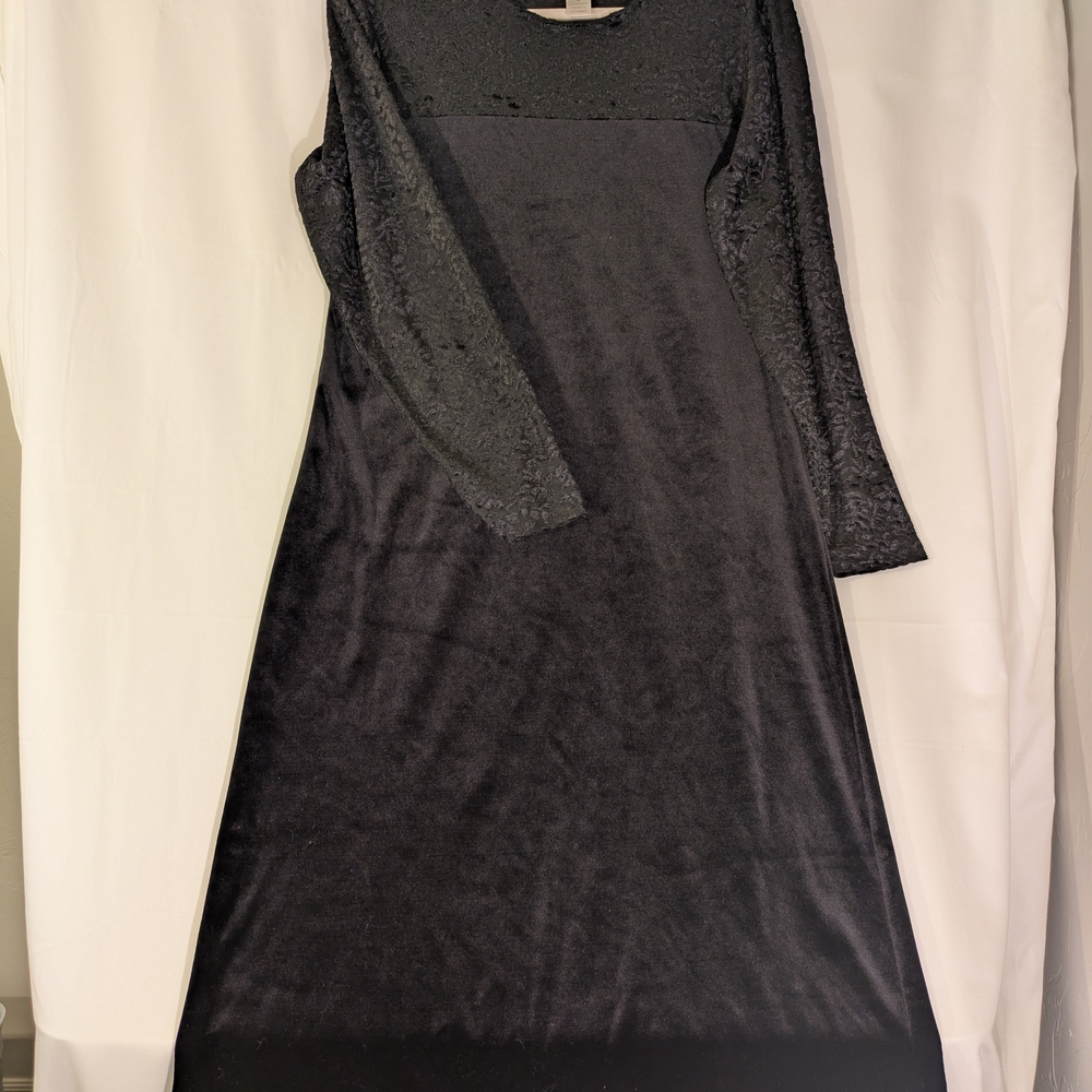 Diane VonFurstenberg Blk Midi Velvet Lace Top/Arm SzM Quiet Luxury Classy Chic